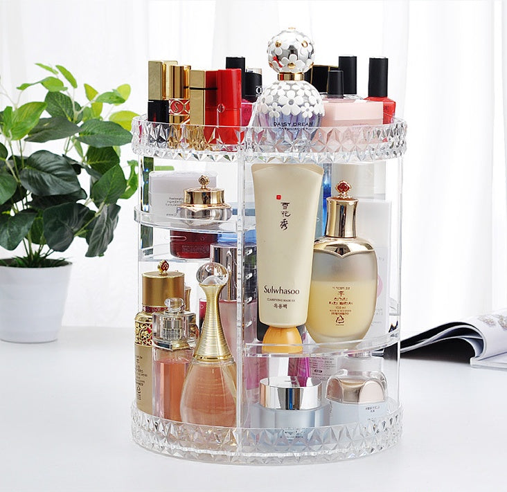 Rotating cosmetic storage box