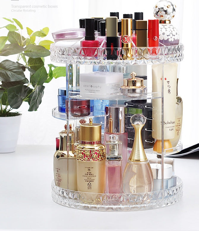 Rotating cosmetic storage box