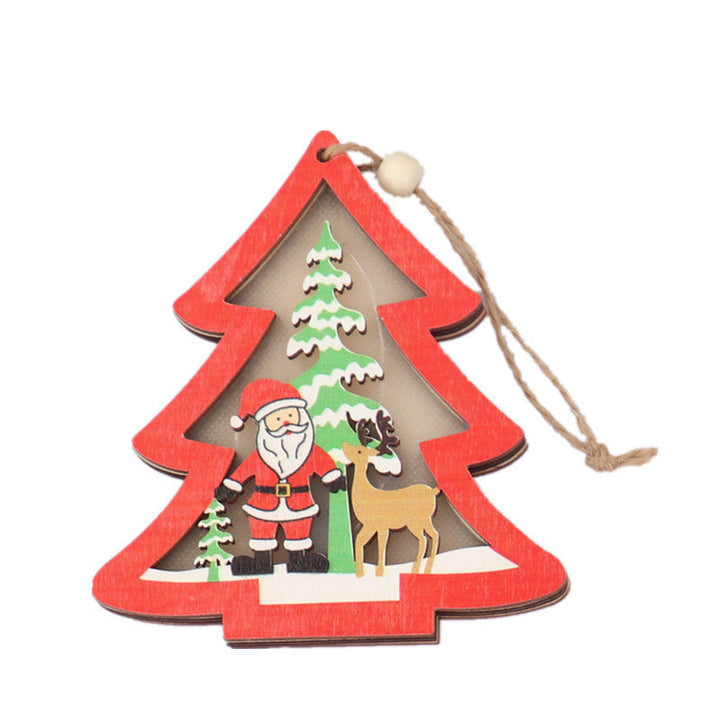 Christmas Decorations Hollow Wooden Pendant